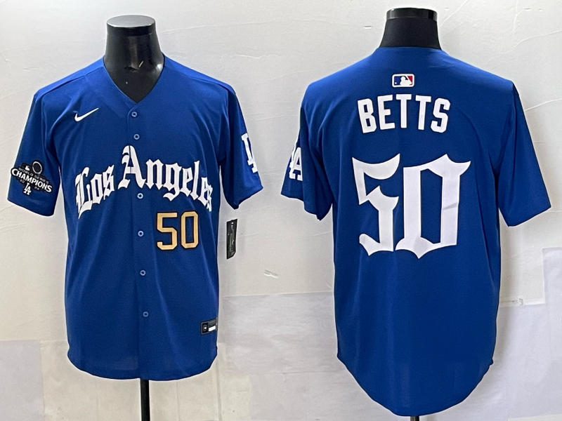 Men Los Angeles Dodgers #50 Betts Blue 2025 Nike MLB Jersey style 001